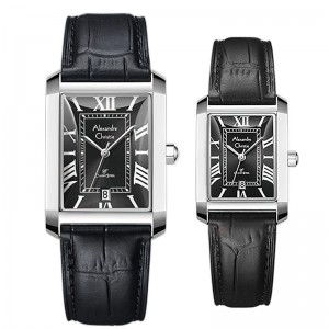 Alexandre Christie AC 8714 Silver Black Leather Couple